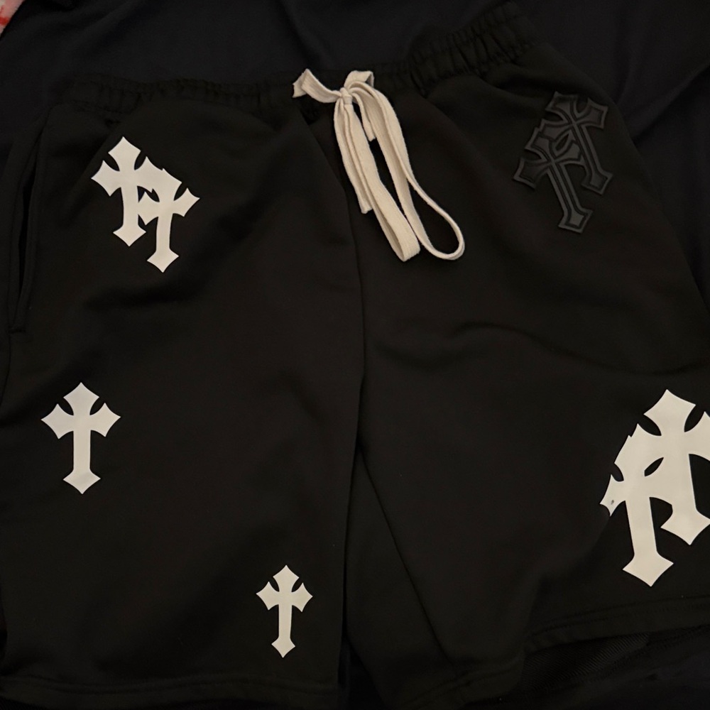 SHEIN Black and White Graphic Athletic Shorts